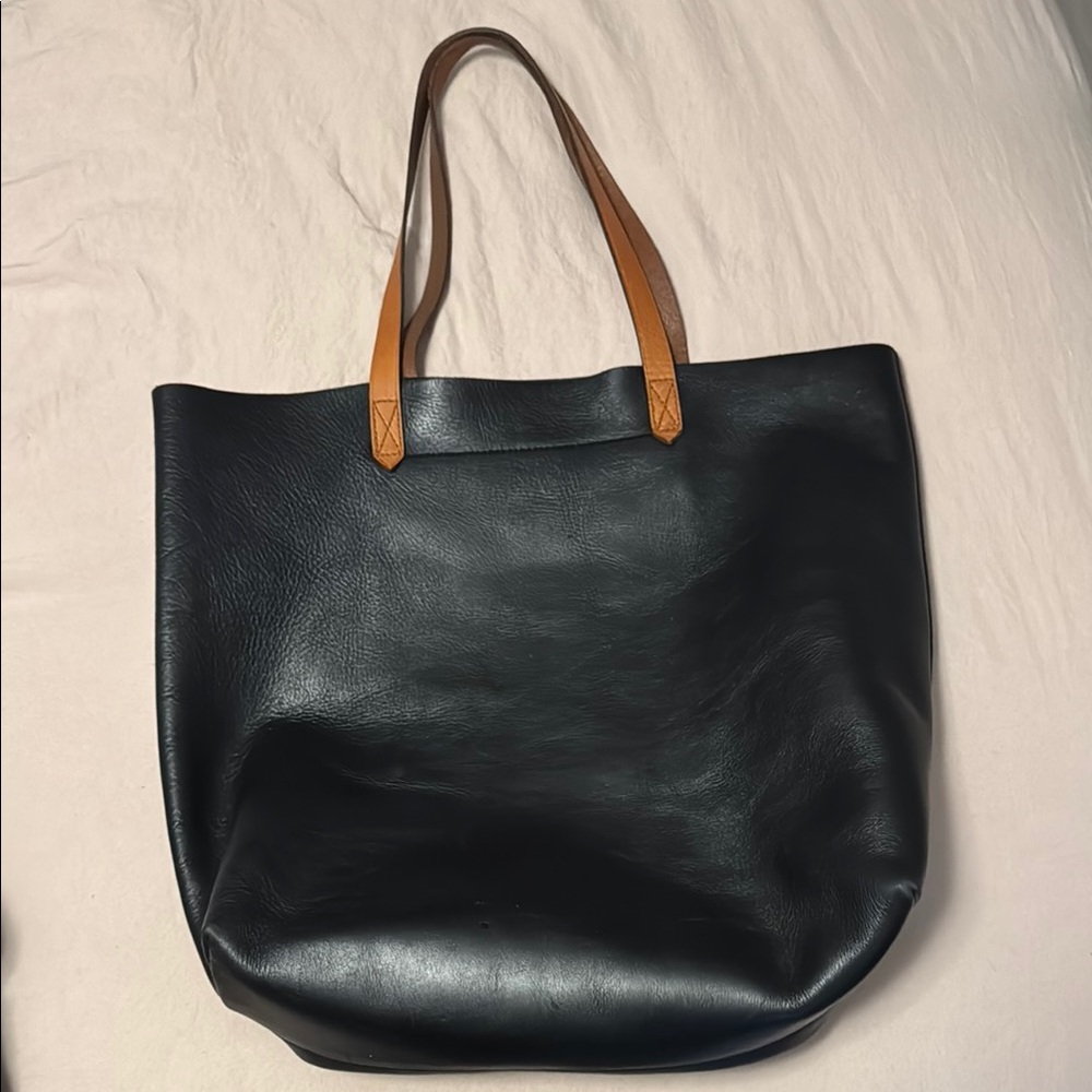 Madewell Black Leather Tote Bag